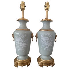 Pair of Late 19th Century Pate Sur Pate Porcelain Lamps