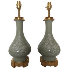 Pair of Late 19th Century Pate Sur Pate Porcelain Lamps