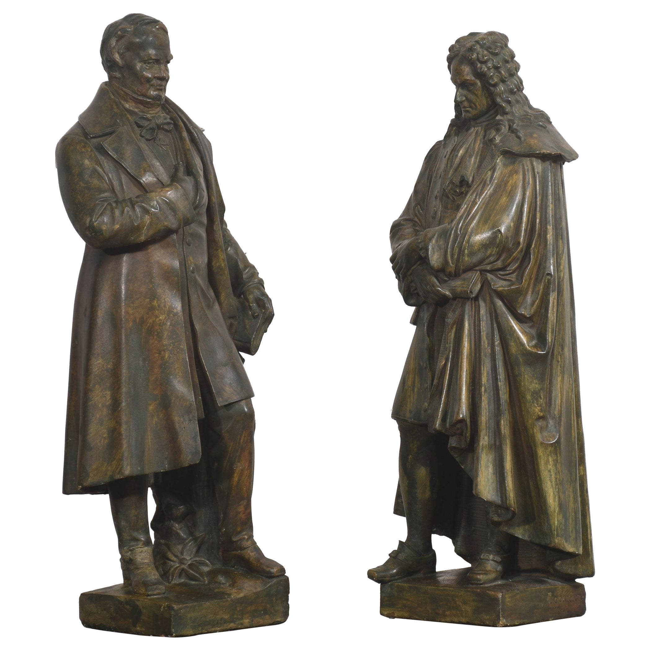 Pair Of Late 19th Century Patinated Chalk Figures By Dopmeier For Sale
