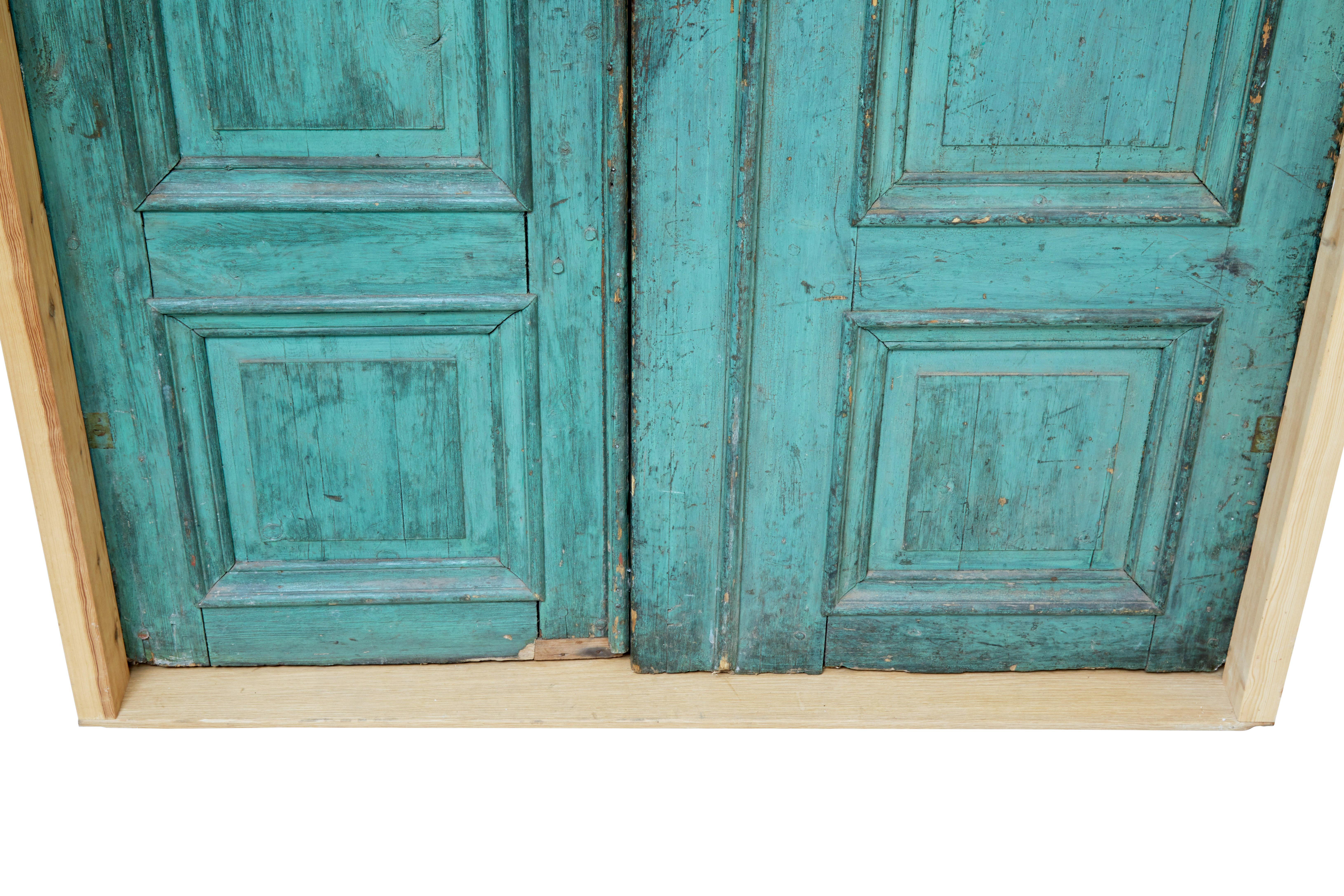 Gustavian Pair of Late 19th Century Reclaimed Painted Swedish Doors