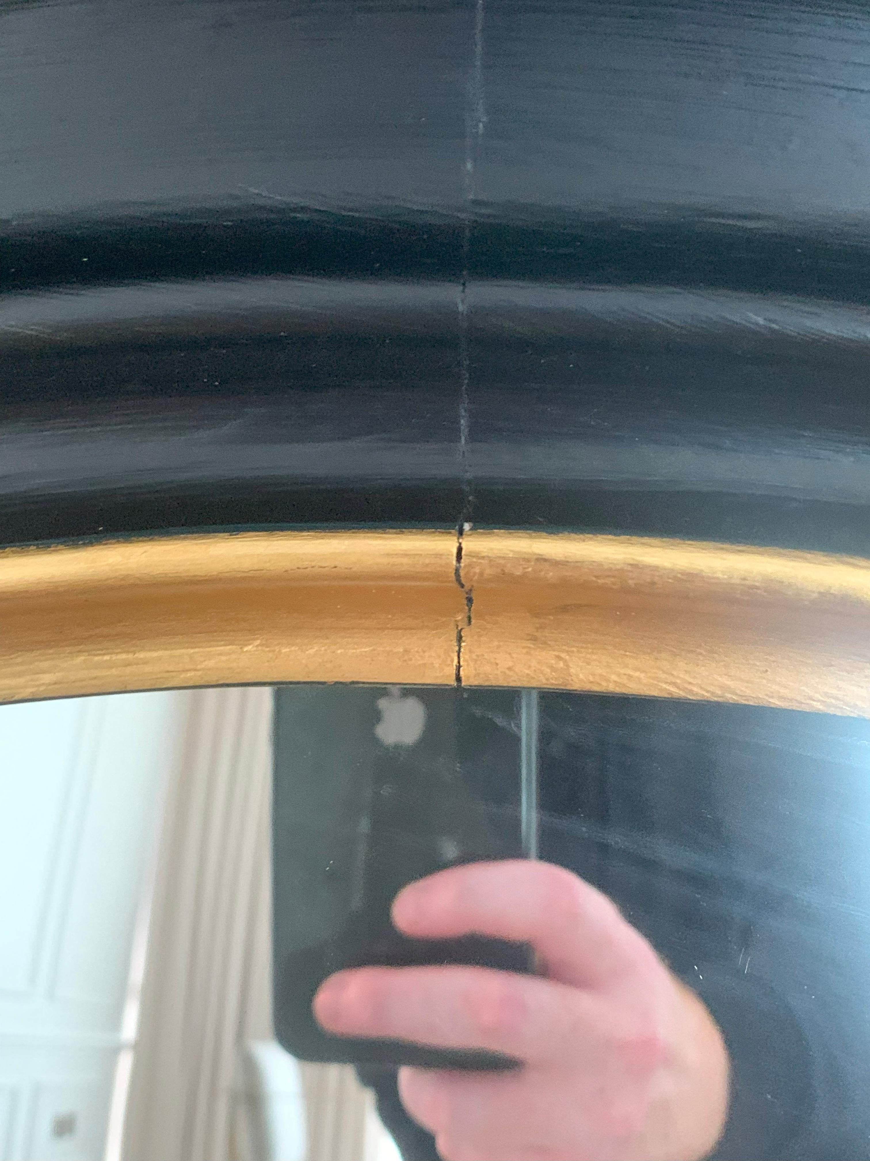 Pair of Late 19th Century Regency Revival Black and Giltwood Convex Mirrors For Sale 4
