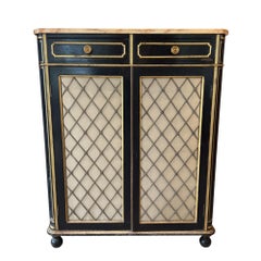 Ebonized Regency Style Cabinets, Late 19th Century, UK, Antique Pair