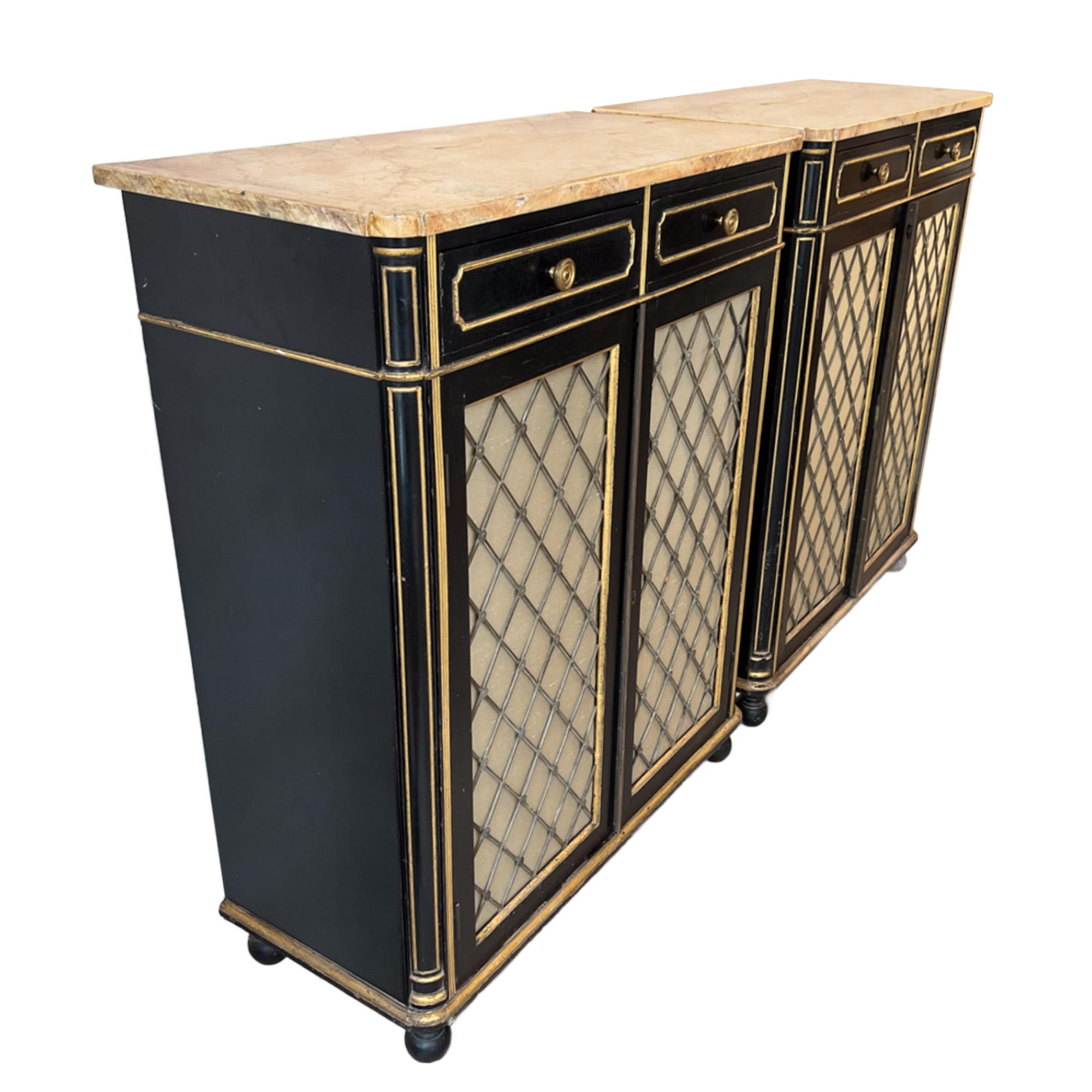 British Pair of Late 19th Century Regency Style Cabinets For Sale
