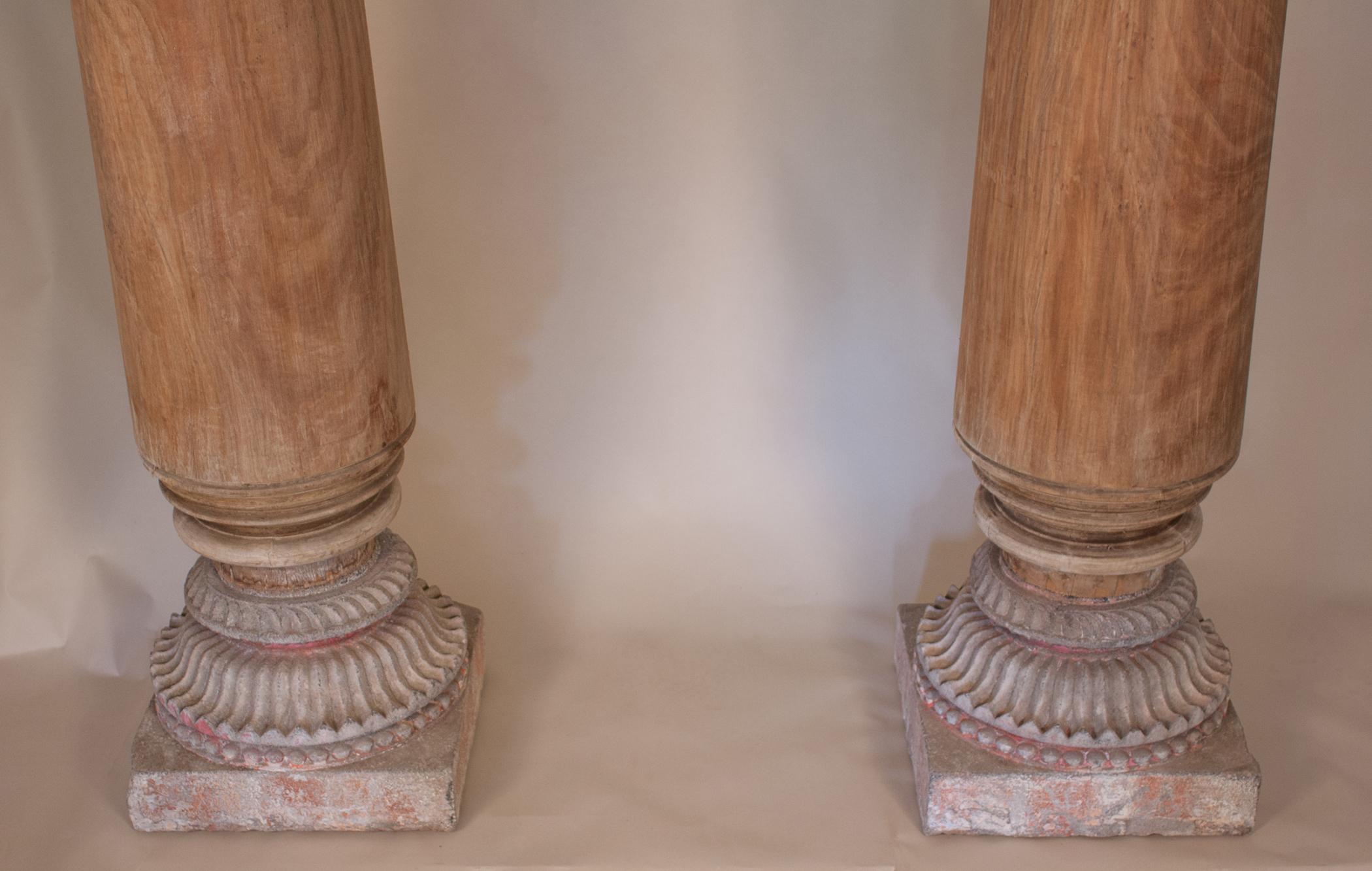 Indian Pair of Late 19th Century Satin Wood Columns