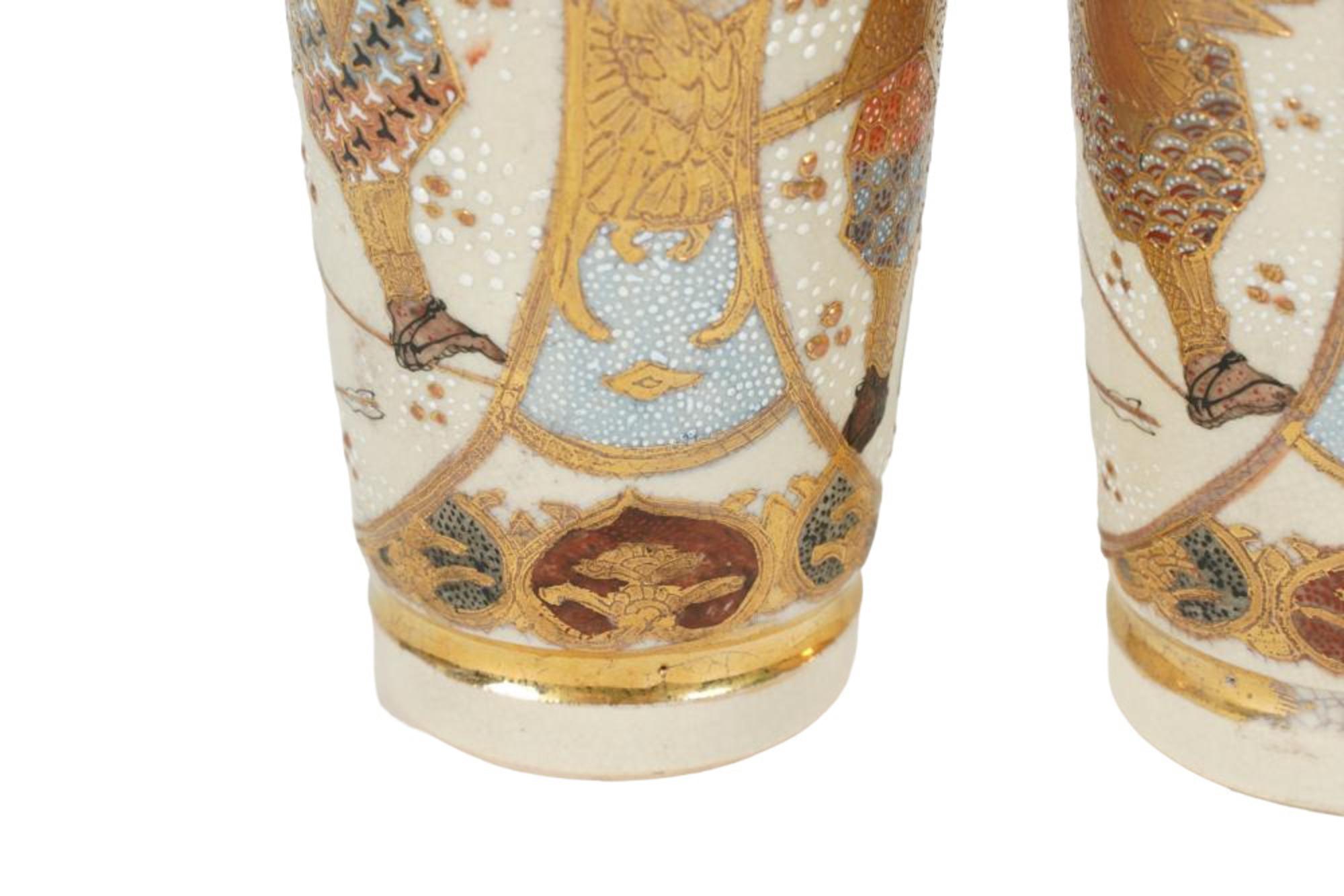 Pair of Late 19th Century Satsuma Vases Depicting Warriors, Marked For Sale 1