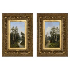 Pair of Late 19th Century Signed Ada Stone Landscape Paintings. United Kingdom.