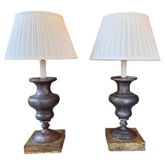 Antique Pair of Late 19th Century Silver Gilt Urn Lamps