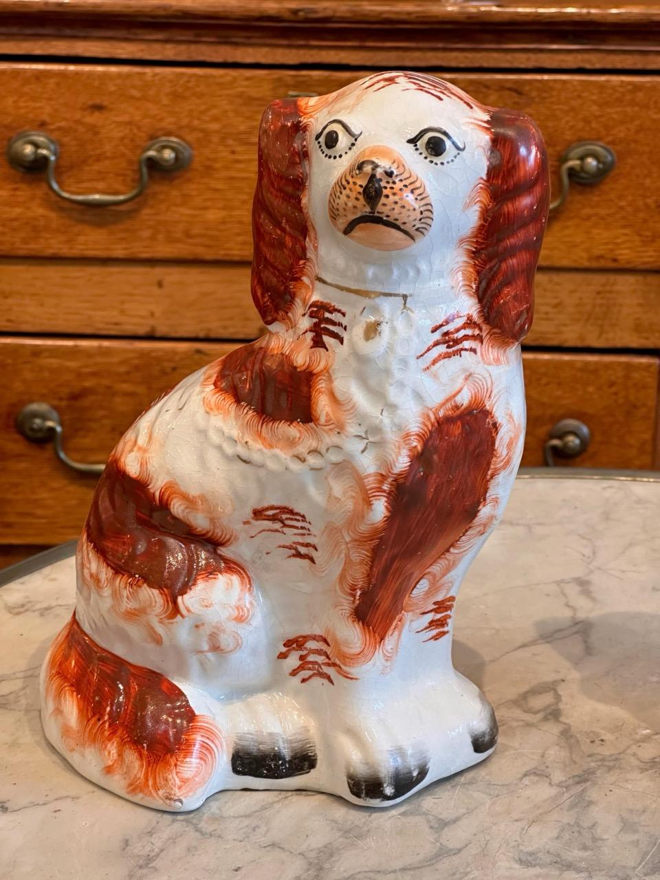 British Pair of Late 19th Century Staffordshire Spaniels For Sale