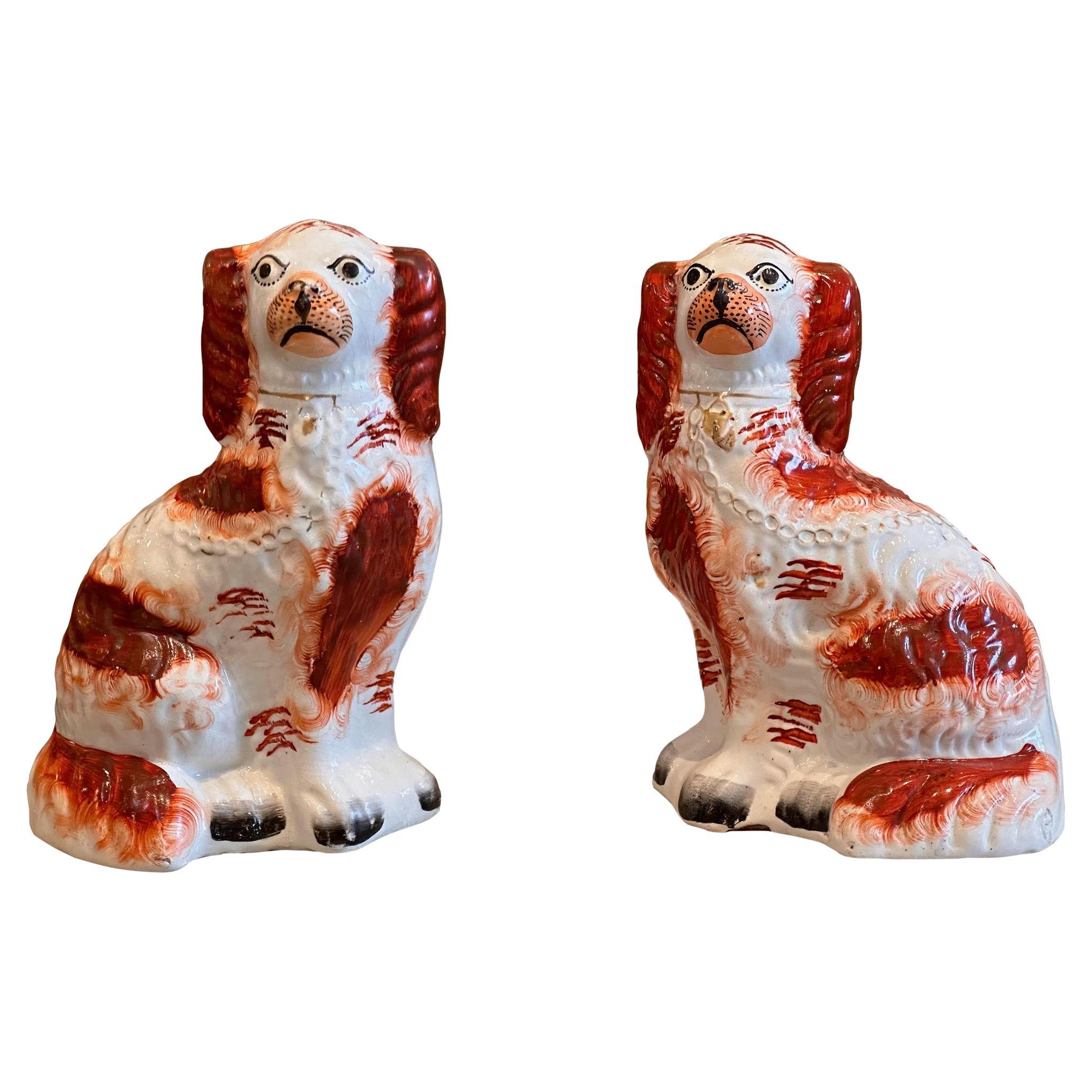 Pair of Late 19th Century Staffordshire Spaniels For Sale