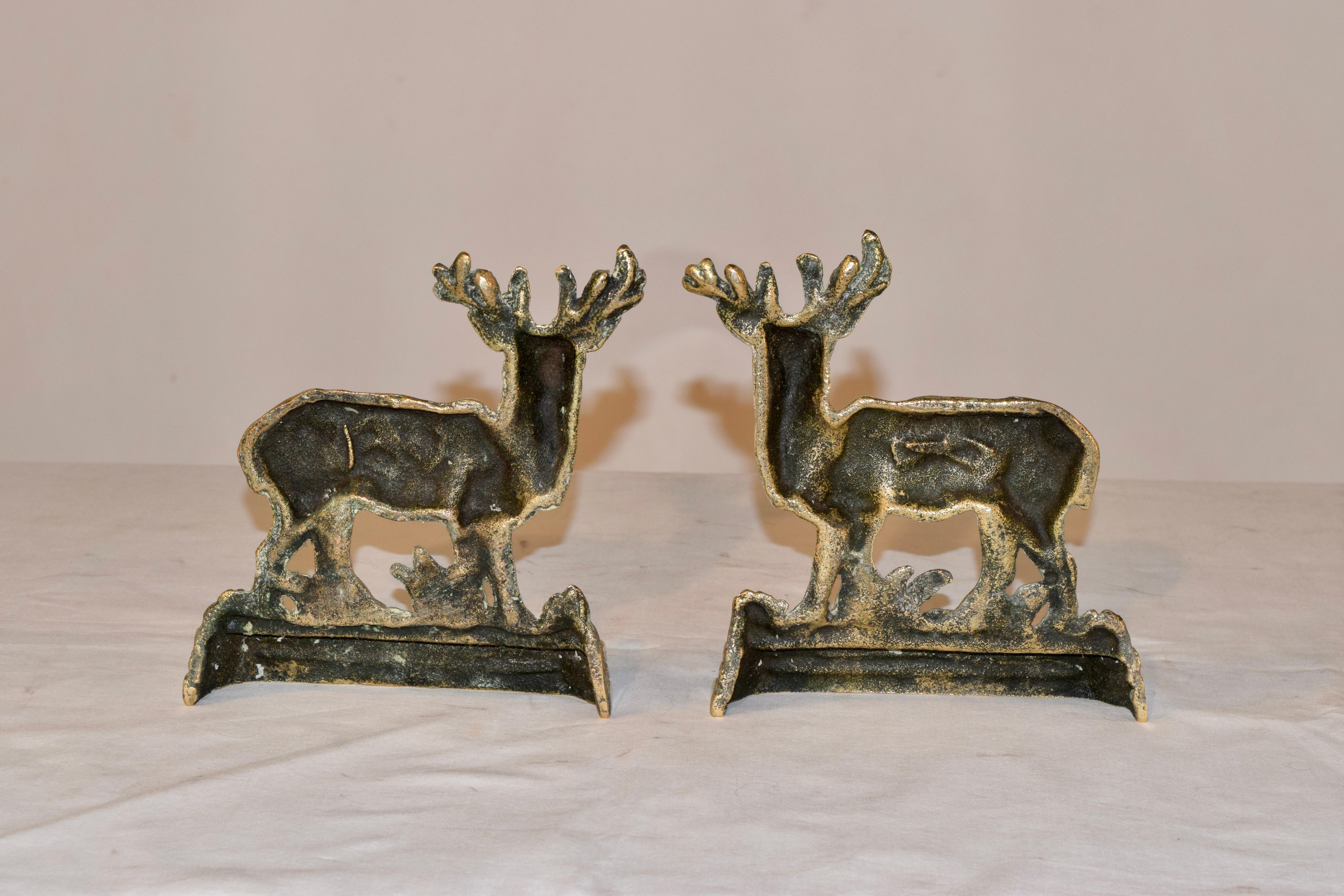 Cast Pair of Late 19th Century Stag Mantle Decorations For Sale
