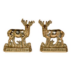 Paire de décorations de manteaux de cheminée en forme de cerf de la fin du XIXe siècle