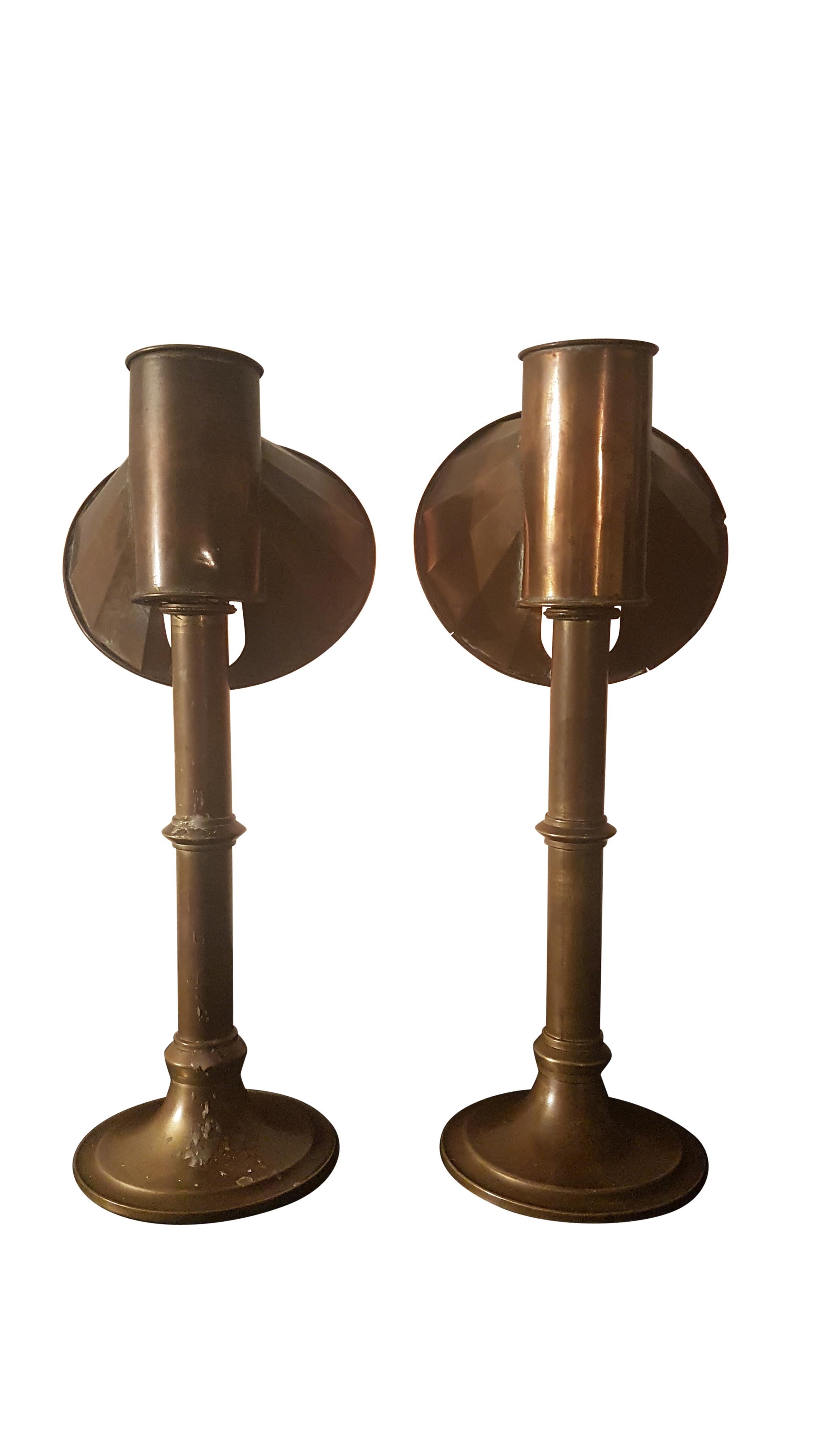 Brass Pair of Late 19th Century Students Candle Stands by Miller's of London For Sale