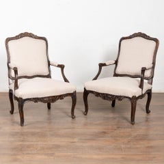 Pair of Late 19th Century Swedish Carved Walnut Armchairs