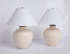 Pair of Late 19th Century Terracotta Wine Vessel Lamps