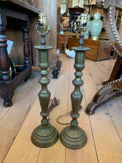 Pair of Late 19th Century-Turn of the Century Bronze Baluster Form Lamps
