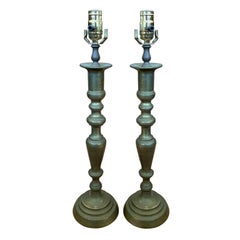 Pair of Late 19th Century-Turn of the Century Bronze Baluster Form Lamps