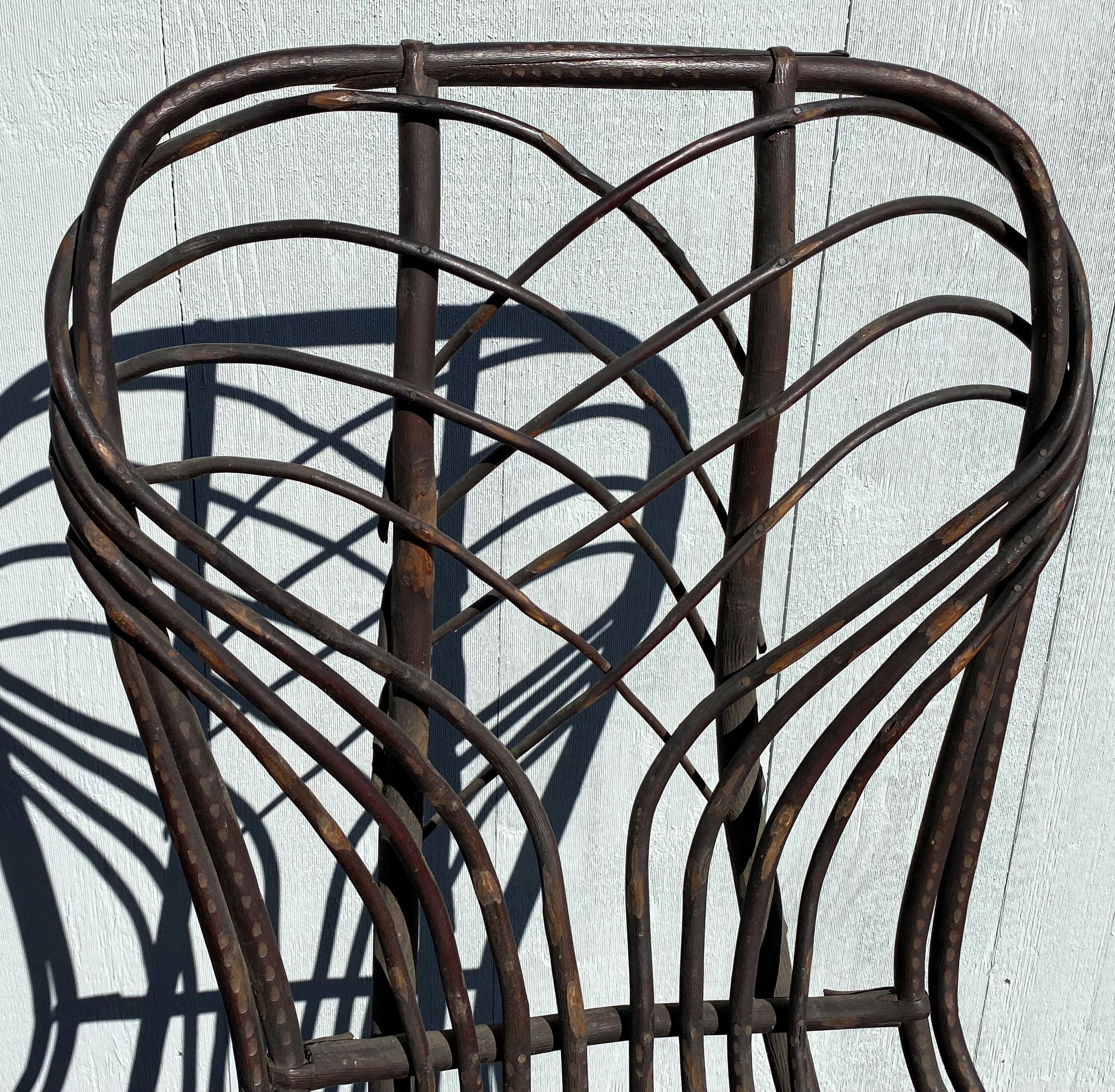 Pair of Late 19th Century Twig Bentwood Painted Adirondack Rocking Chairs For Sale 4