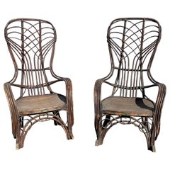 Paar Adirondack-Schaukelstühle aus bemaltem Bugholz aus dem späten 19.
