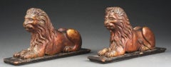 Pair of Late 19th Century Wood and Gilt Lions from Asia