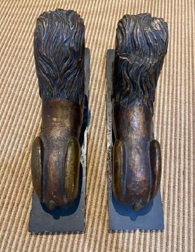 Pair of Late 19th Century Wood and Gilt Lions from Asia For Sale at 1stDibs