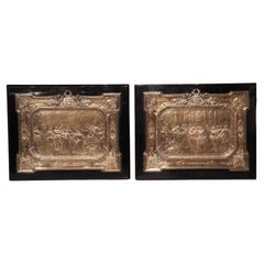 Paar Holzreliefs mit Kupfermontierungen von Shakespeare-Szenen aus dem späten 19. Jahrhundert