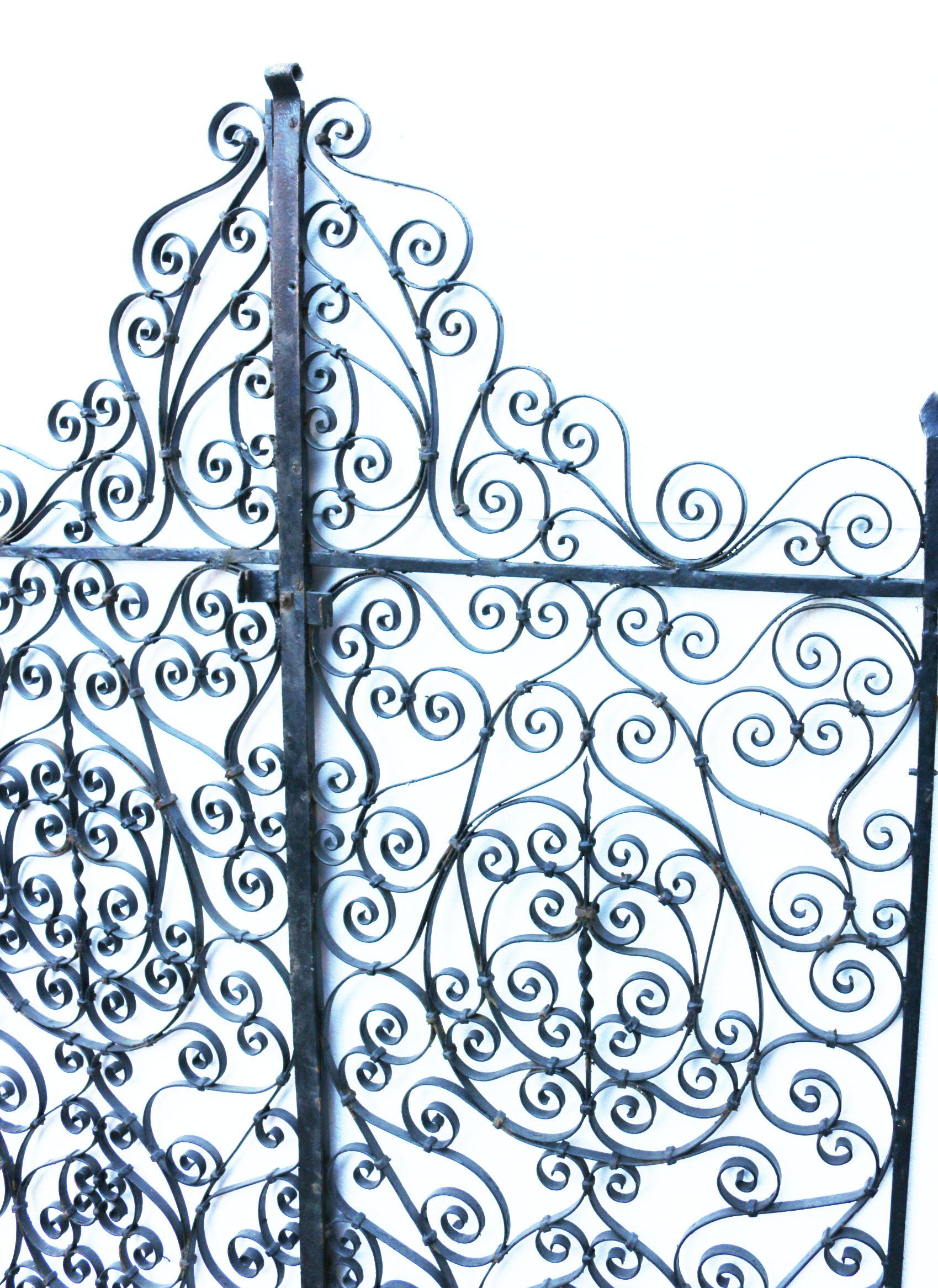 Hand-Crafted Pair of Late 19th Century Wrought Iron English Garden Gates