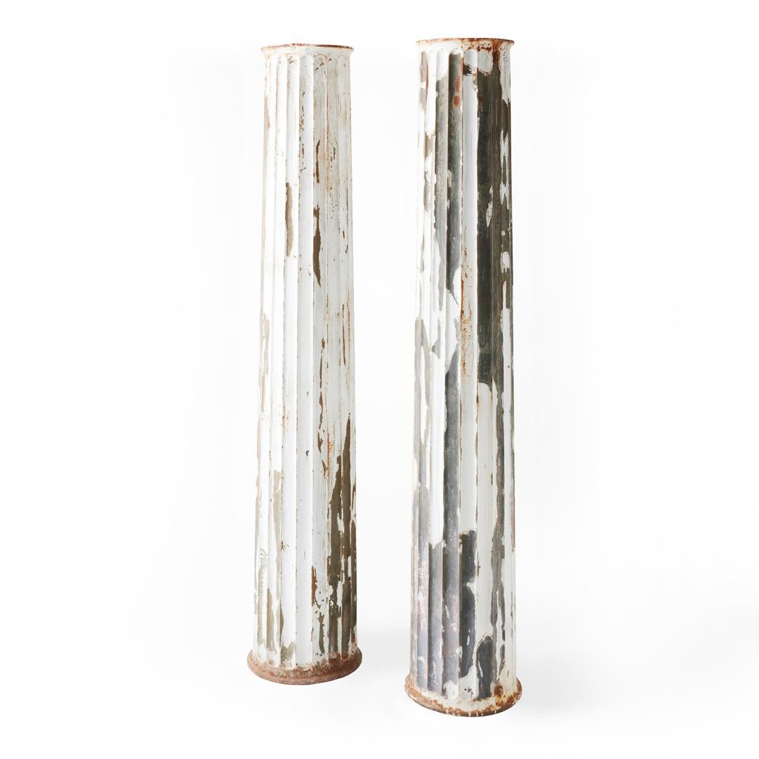 American Pair of Late 19th Century Zinc Fluted Columns For Sale