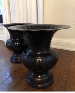 Pair of Late 19th-Early 20th Century Bronze Chinese Gu Vases/Vessels