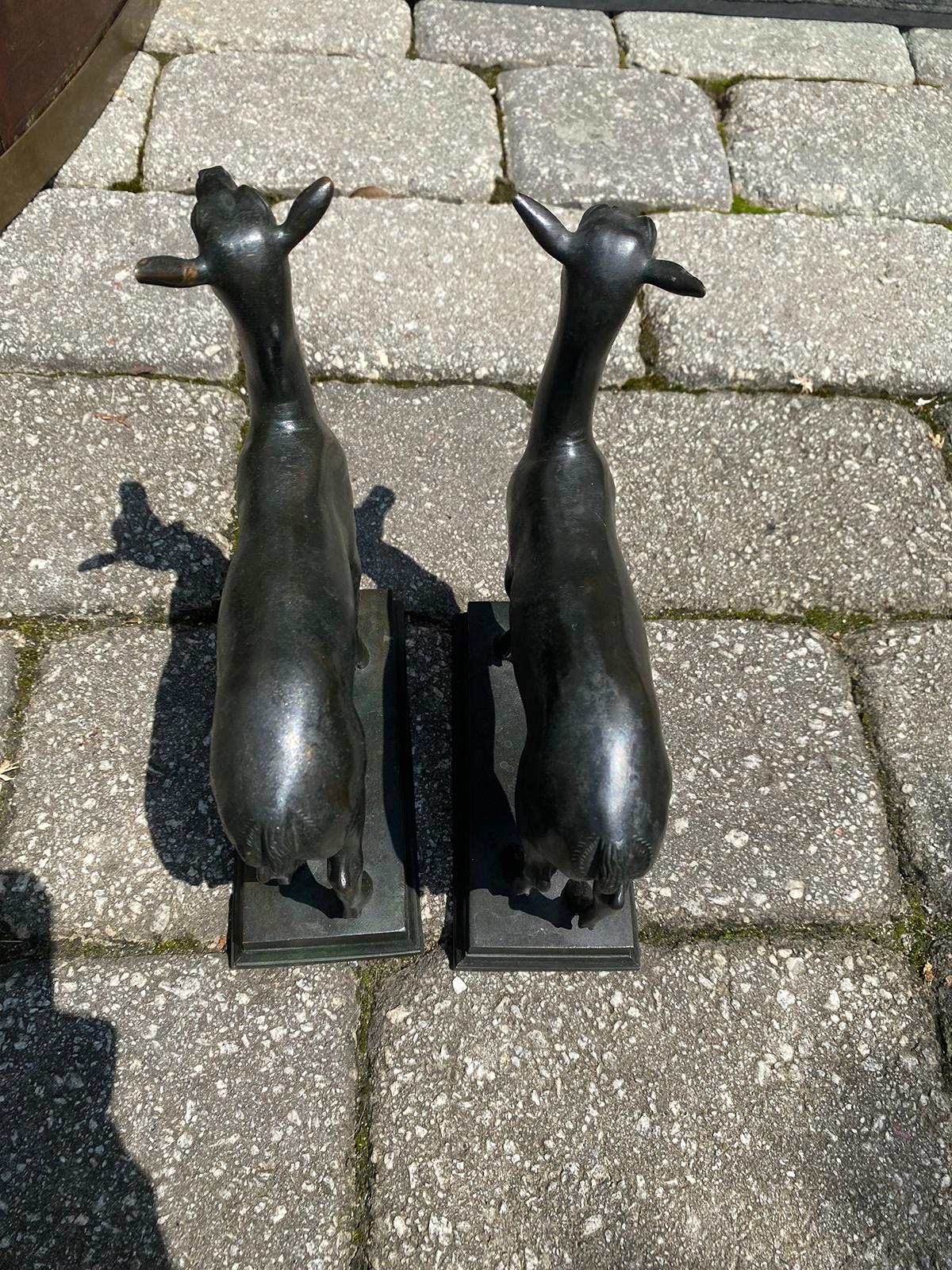 Pair of Late 19th-Early 20th Century Continental Bronze Deer For Sale 5