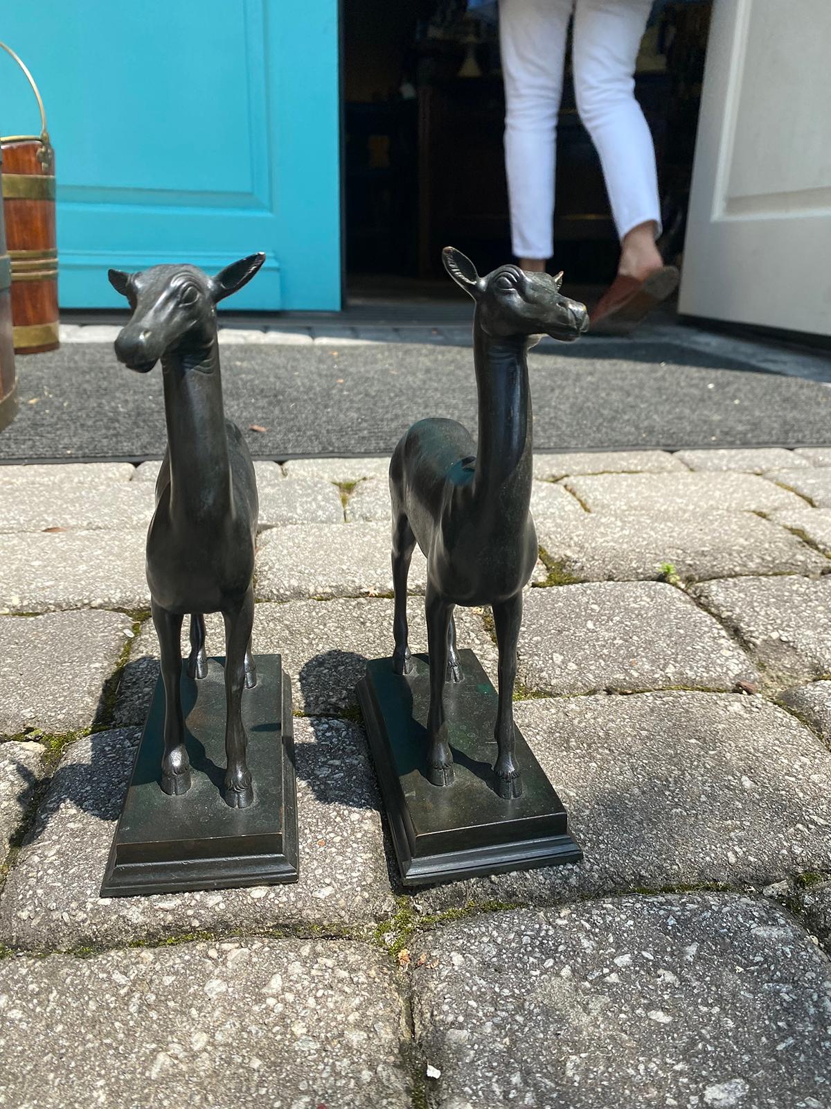 European Pair of Late 19th-Early 20th Century Continental Bronze Deer For Sale