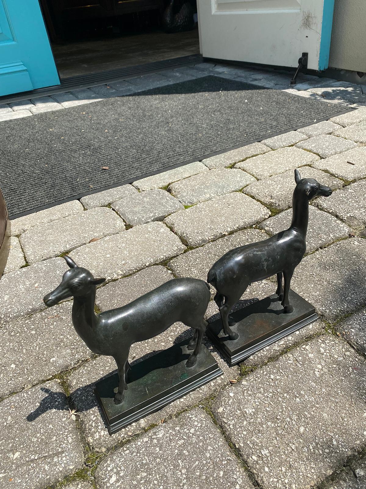 19th Century Pair of Late 19th-Early 20th Century Continental Bronze Deer For Sale