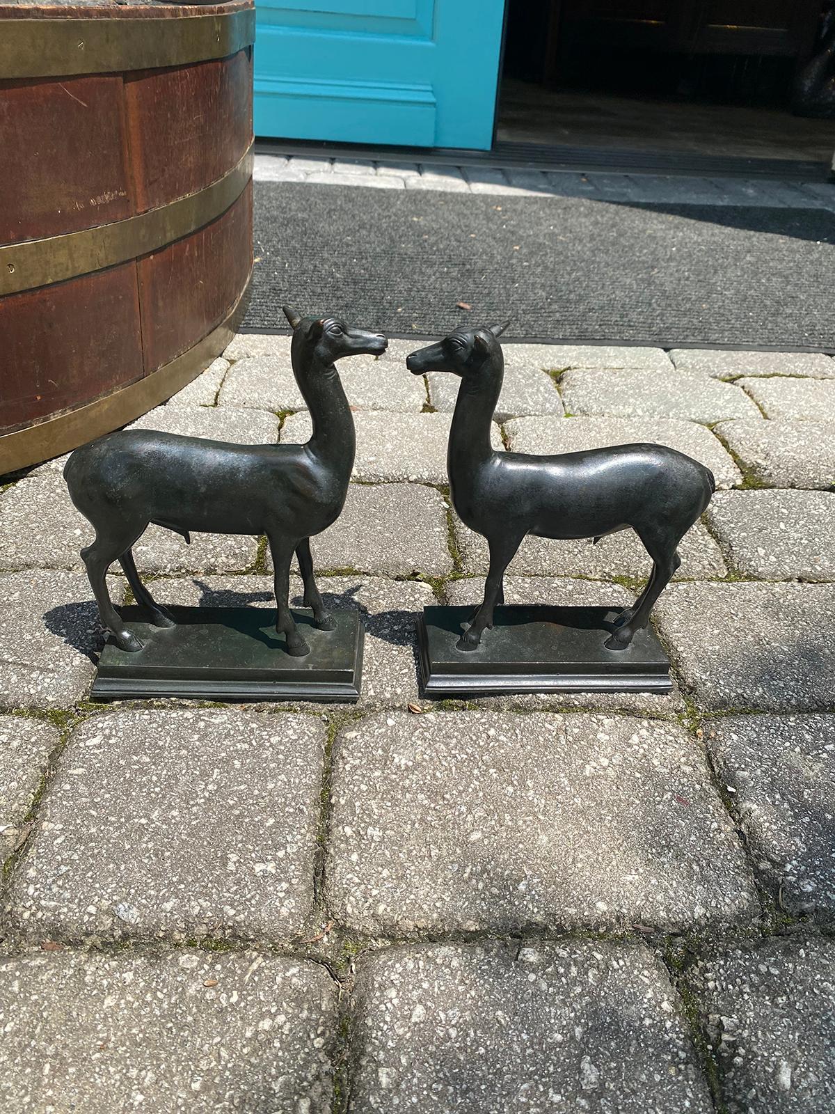 Pair of Late 19th-Early 20th Century Continental Bronze Deer For Sale 3
