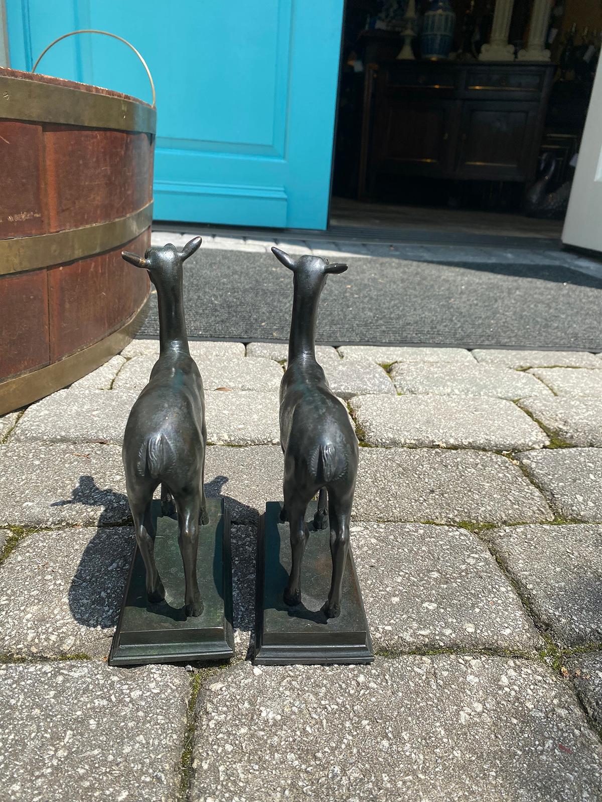 Pair of Late 19th-Early 20th Century Continental Bronze Deer For Sale 4