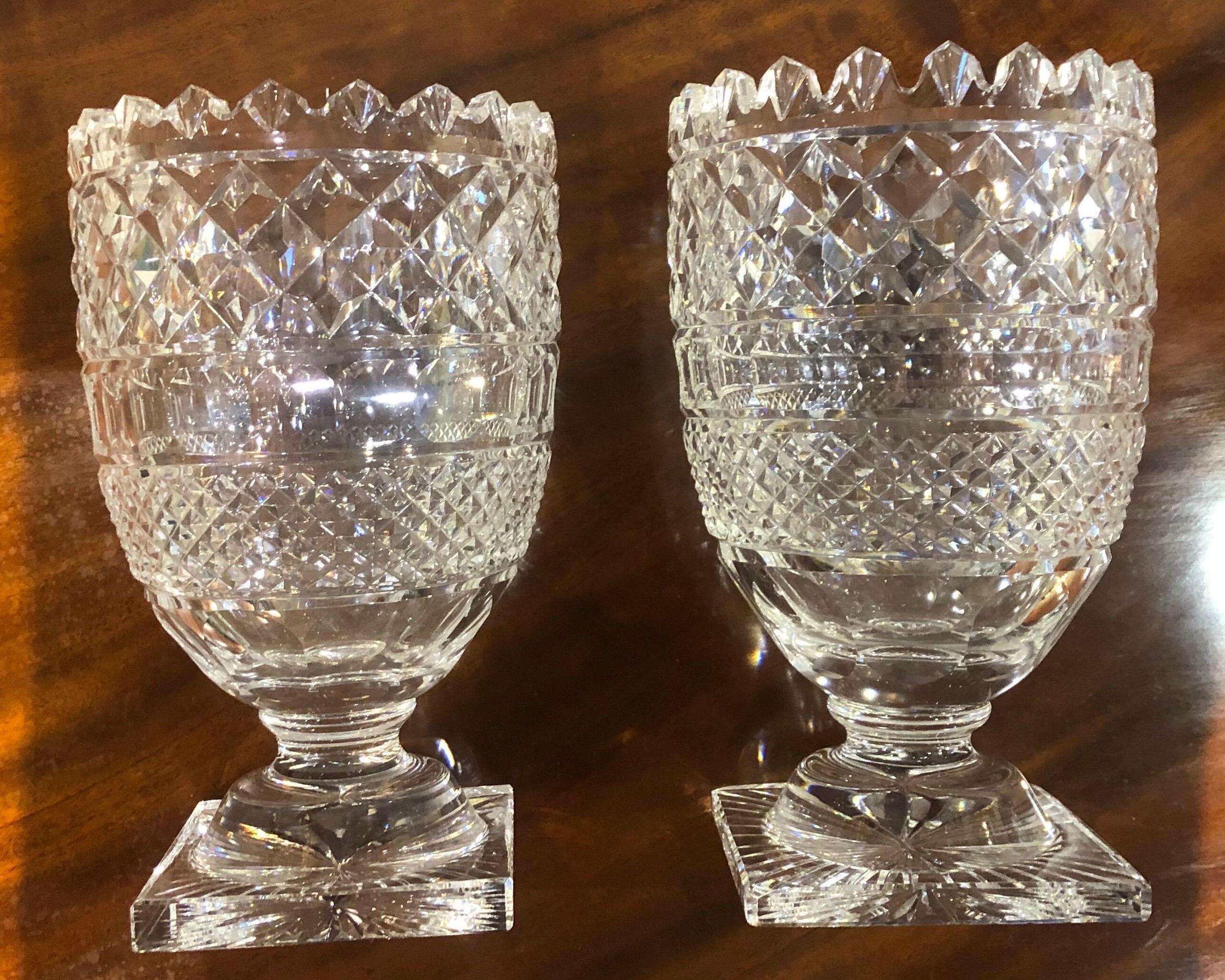 Pair of Late 19th-Early 20th Century Cut Glass Vases 3