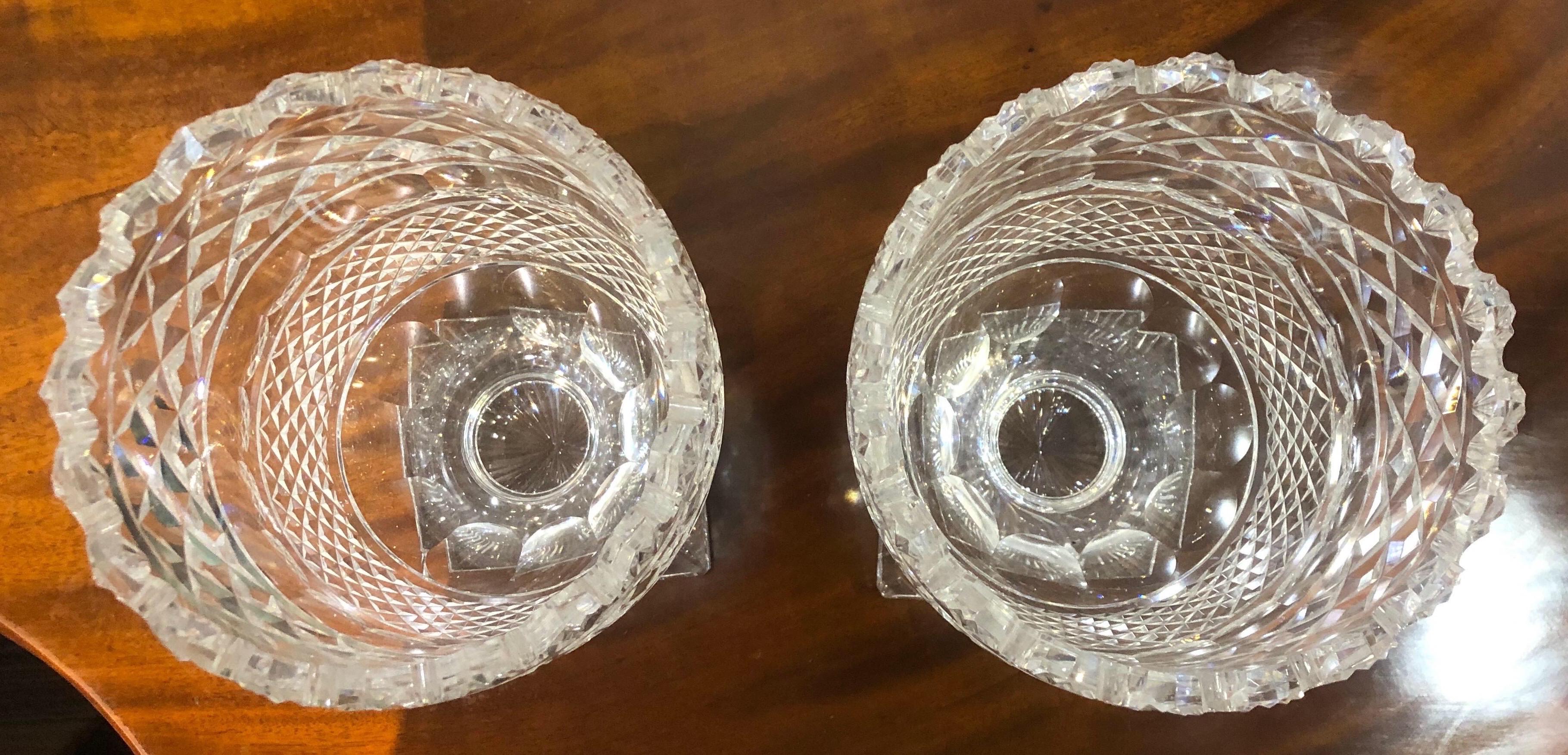 Pair of Late 19th-Early 20th Century Cut Glass Vases 4