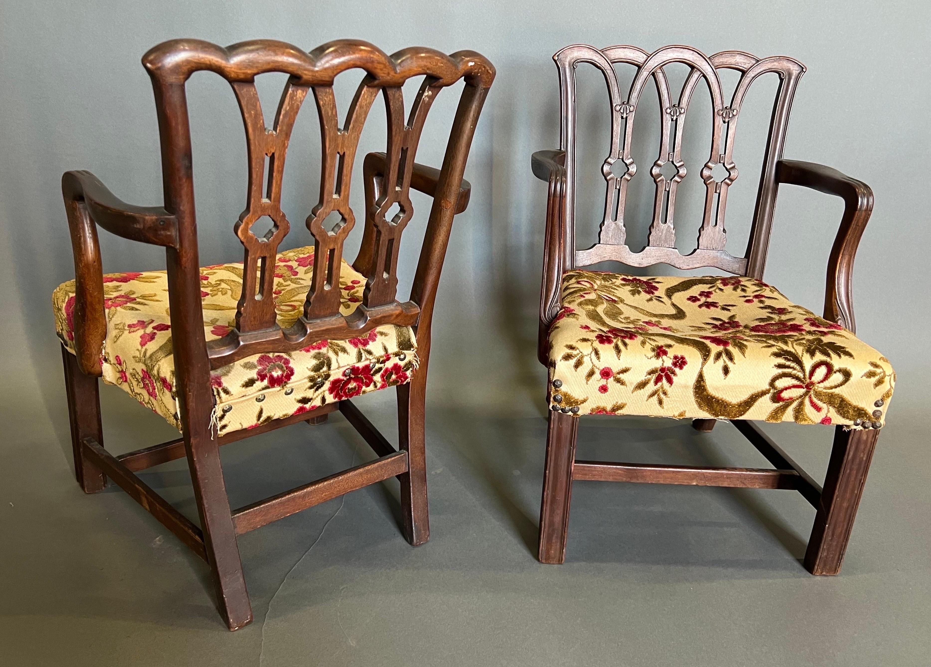 Pair of Late 19th-Early 20th Century Georgian Mahogany Childrens Armchairs  For Sale 2