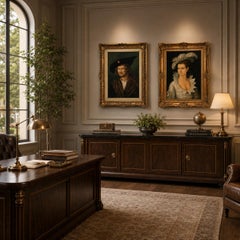 Pair of Late 19th–Early 20th-Century Historical Oil Portraits Signed "Stefan"