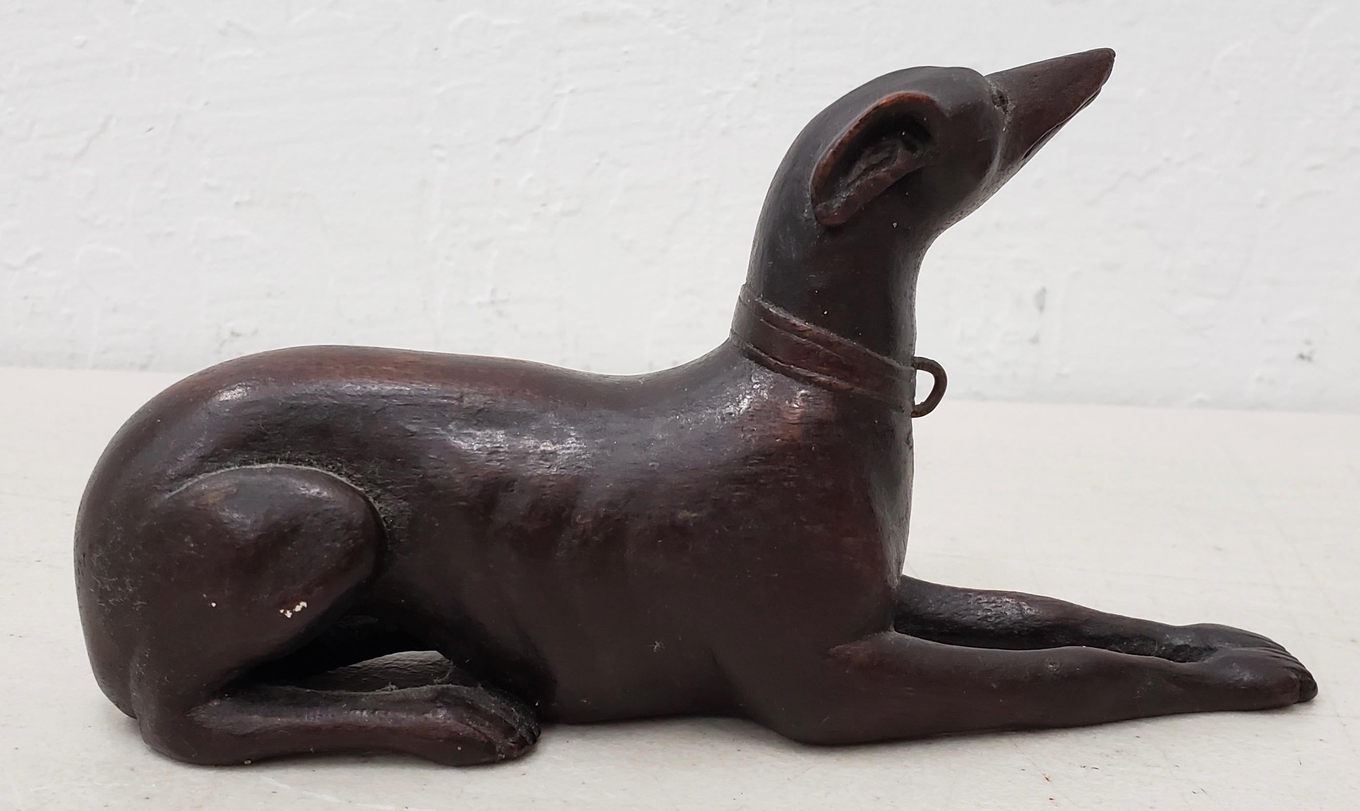 Pair of Late 19th-Early 20th Century Hand Carved Wooden Greyhounds In Good Condition In San Francisco, CA
