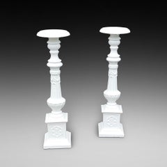 Pair of Late 19thC Cast Iron Garden Column Planters