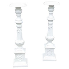 Pair of Late 19thC Cast Iron Garden Column Planters