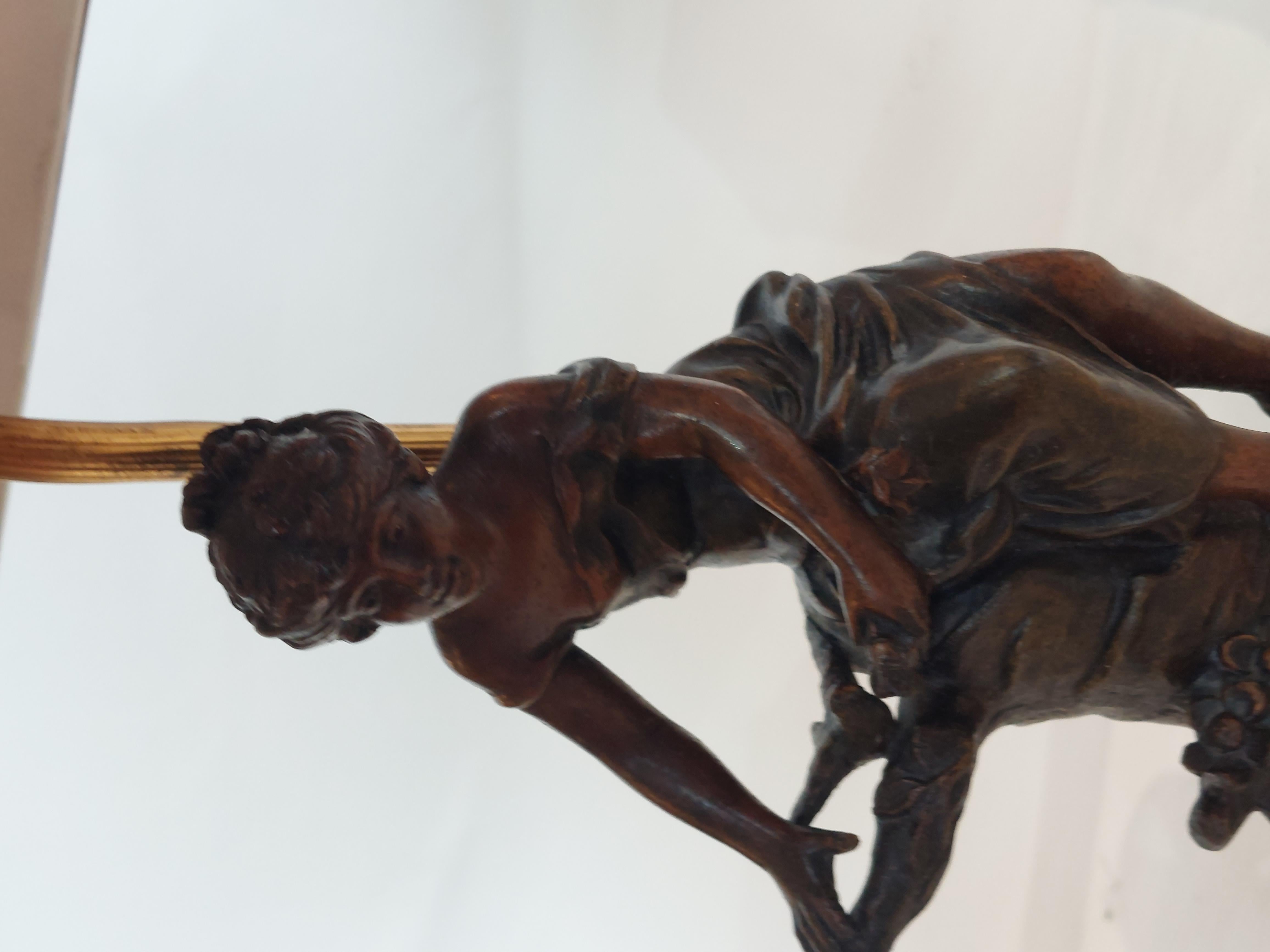 Paar figurale französische Tischlampen aus Bronze aus dem späten 19. im Angebot 4