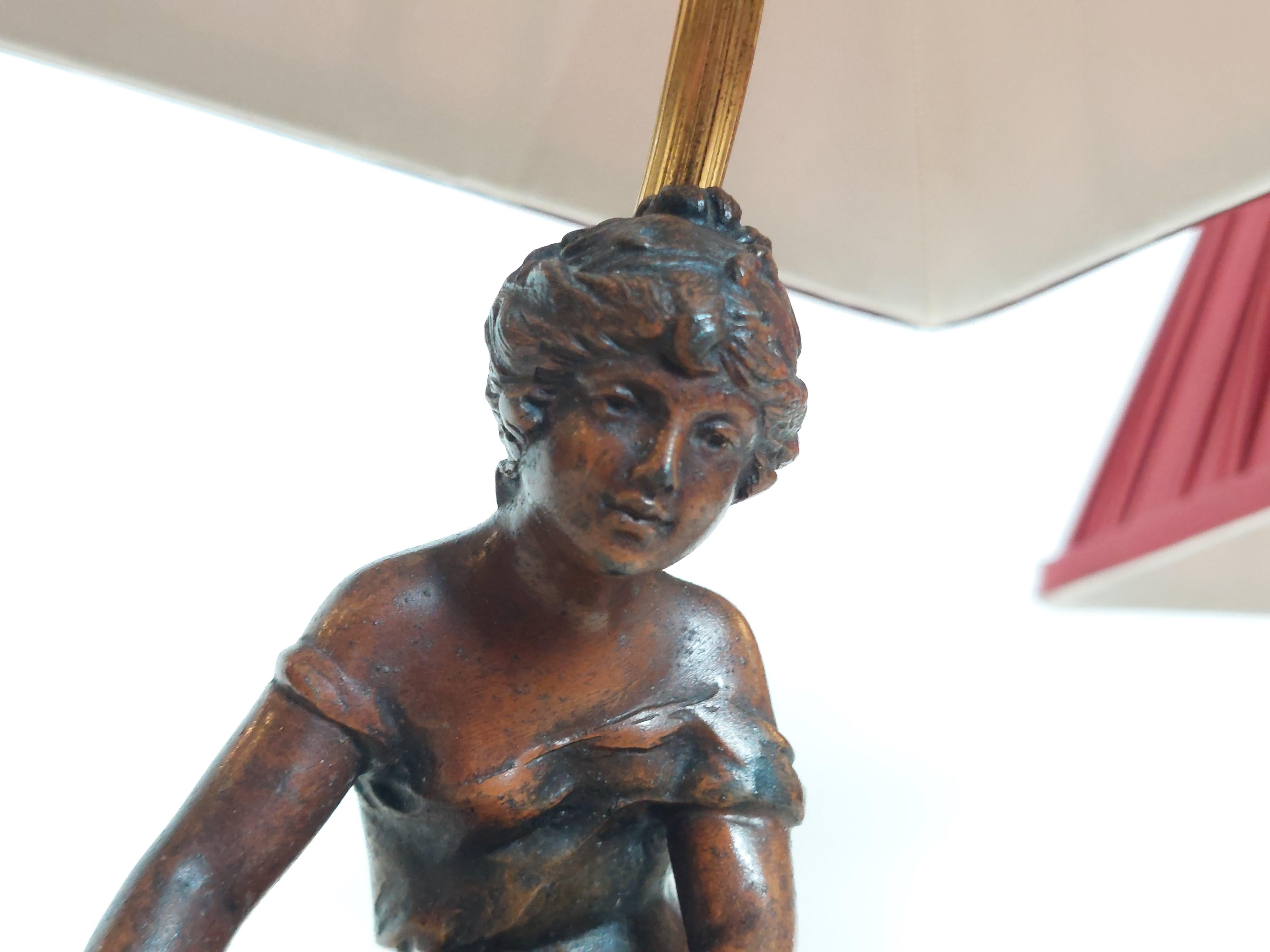 Paar figurale französische Tischlampen aus Bronze aus dem späten 19. im Angebot 5