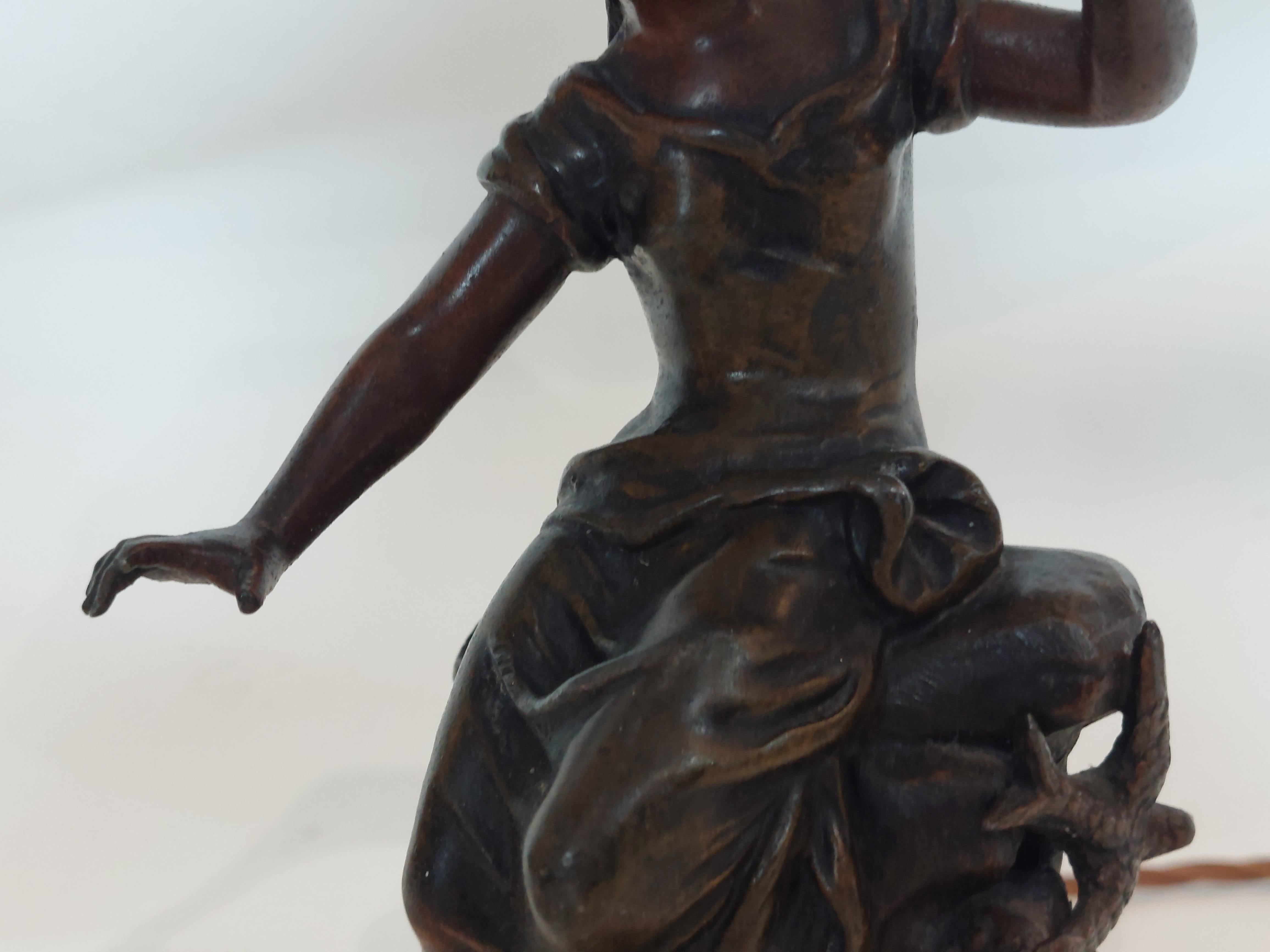 Paar figurale französische Tischlampen aus Bronze aus dem späten 19. im Angebot 1