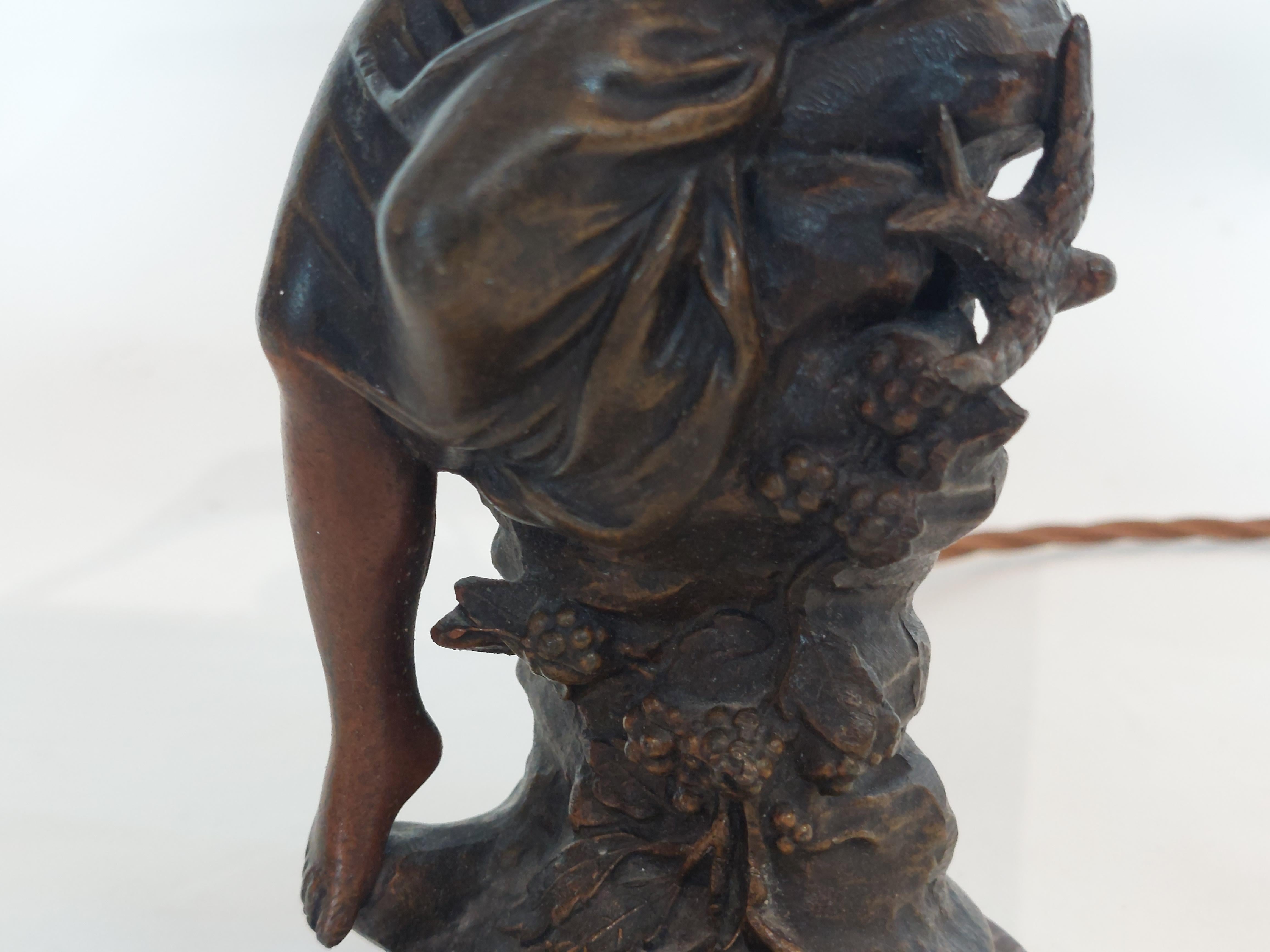 Paar figurale französische Tischlampen aus Bronze aus dem späten 19. im Angebot 2