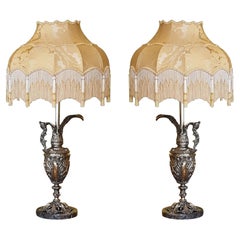 Antique Pair of Late 19th Century Gilt Ewer Lamps