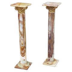 Pair of Late 19thC Onyx Torchere Columns