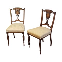 Pair of Late 19th Century Rosewood Inlaid Salon Chairs