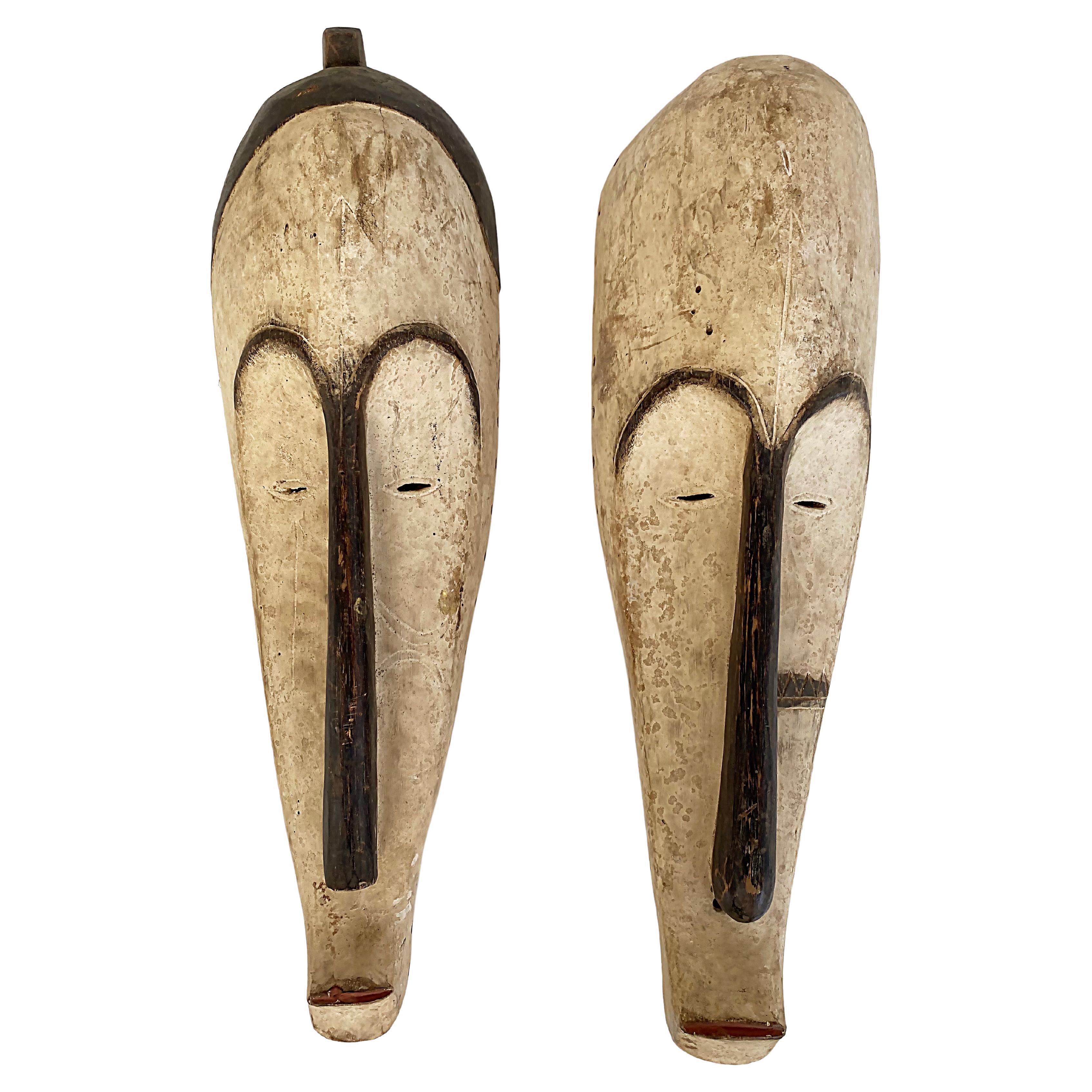 Pair of Late 20th Century African Carved Judicial Fang Masks