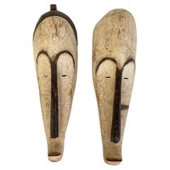 Vintage Pair of Late 20th Century African Carved Judicial Fang Masks