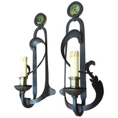 Pair of Late 20th Century Italian Wrought Iron Sconces by Banci Firenze
